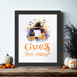 Póster Cuidada partida de Halloween 'adivina cuántos' en
