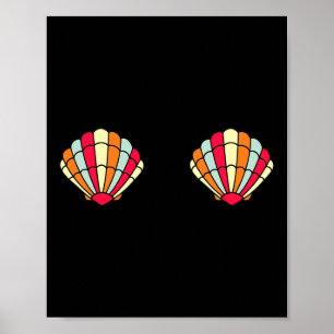 Póster Cuidada sirena Shell Halloween disfraces Tee Fun C