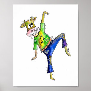 Póster Cuidada y caprichosa vaca bailarina