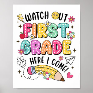 Póster Cuidado 1er Grado Aquí Vengo Primer Día De Regreso