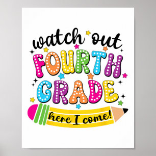 Póster Cuidado 4to Grado Aquí Vengo Primer Día de Regreso