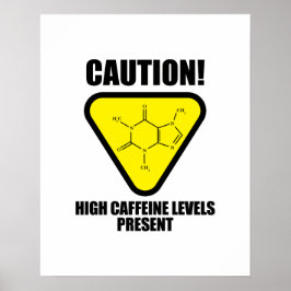 Póster ¡Cuidado! Alto nivel de cafeína presente