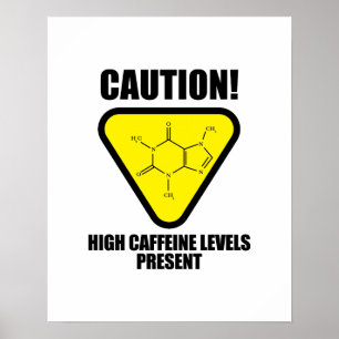 Póster ¡Cuidado! Alto nivel de cafeína presente
