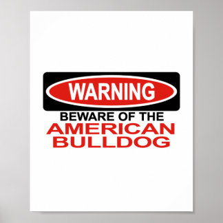 Póster Cuidado Con El Bulldog Estadounidense