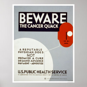 Póster Cuidado Con El Cáncer Quack 1938 WPA