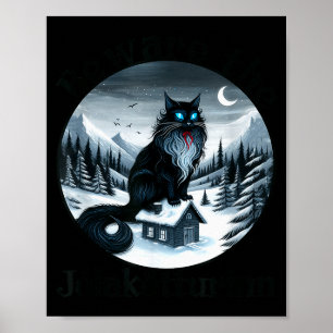 Póster Cuidado con el gato navideño Jolakotturinn islandé