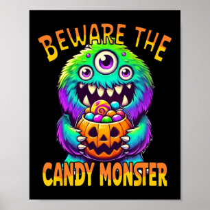 Póster Cuidado con el monstruo de la golosina de Hallowee