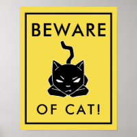 Cuidado con el Poster del Rótulo del gato