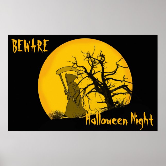 Póster Cuidado con la noche de Halloween (Frente)
