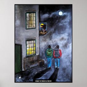 Póster Cuidado con la pintura de la luna de Alfred Fox