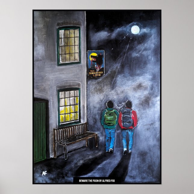 Póster Cuidado con la pintura de la luna de Alfred Fox (Frente)