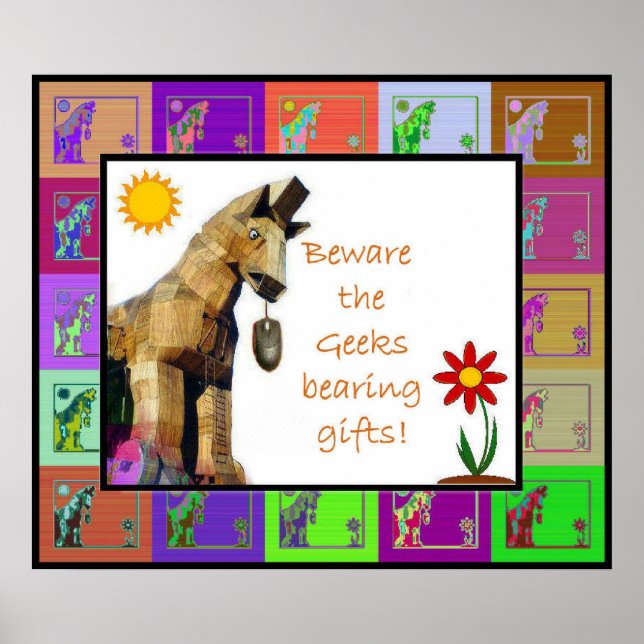 Póster Cuidado con los Geeks que llevan regalos (Frente)