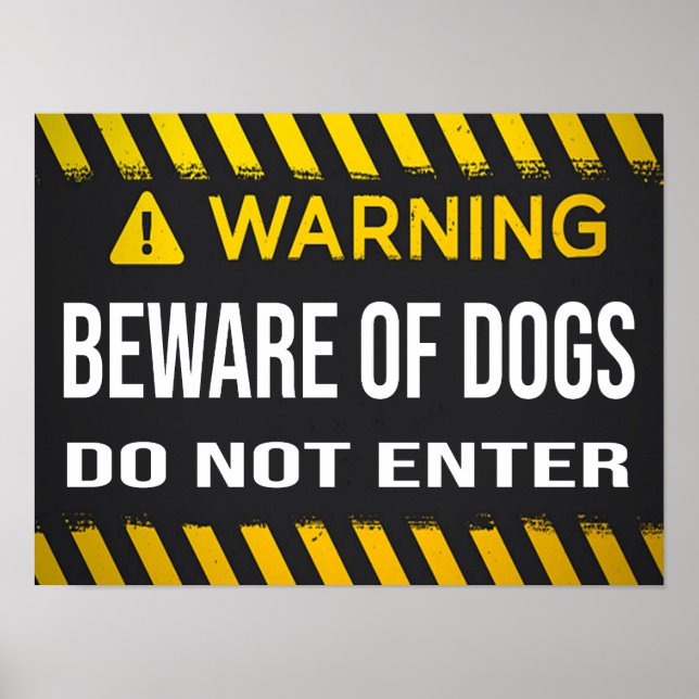 Póster Cuidado con los perros que no entran en el Rótulo (Frente)