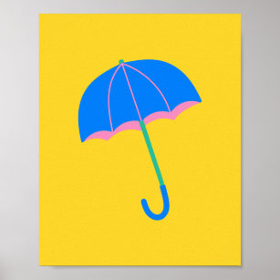 Póster Cuidado Ilustracion Minimalista de paraguas en ama