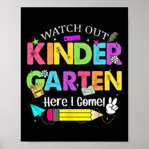 Póster Cuidado jardín de infancia aquí voy niños vuelven
