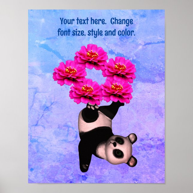 Póster Cuidado Oso Panda Jugador Añadir tu propio texto (Frente)