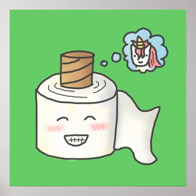 Póster Cuidado papel higiénico divertido soñando que es u (Frente)