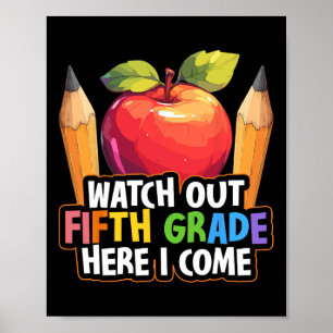 Póster Cuidado quinto grado aquí voy 5to grado camiseta