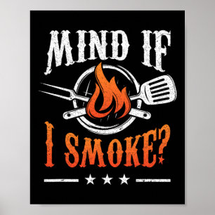 Póster Cuidado Si Fumo Bbq Grilling Fumador Pitma