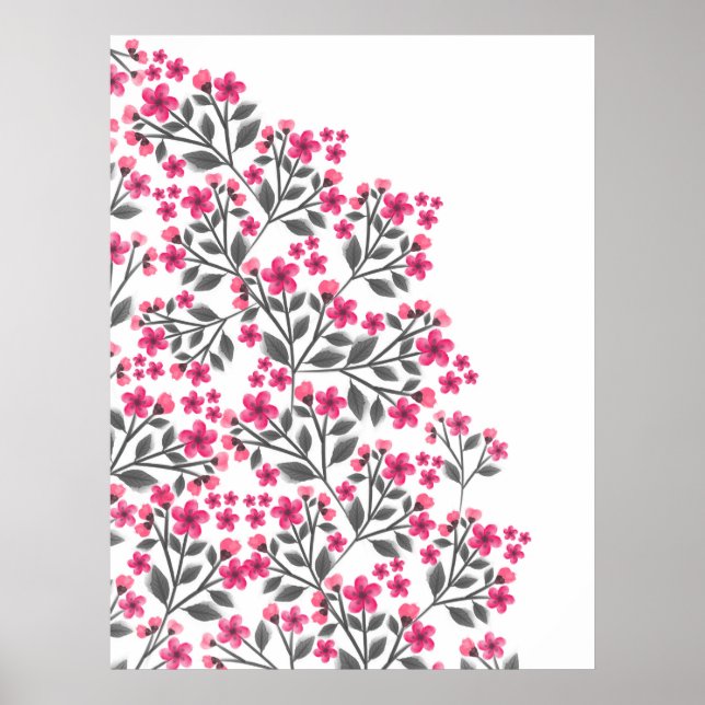 Póster Cuidados acuarelas giratorias pintan flor floral (Frente)