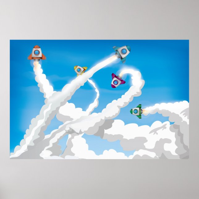 Póster ¡Cuidados Cohetes de juguete Personalizado! (Frente)