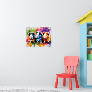 Póster Cuidados conejillos de indias con salpicaduras de 