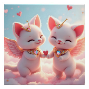 Póster Cuidados gatos de amor