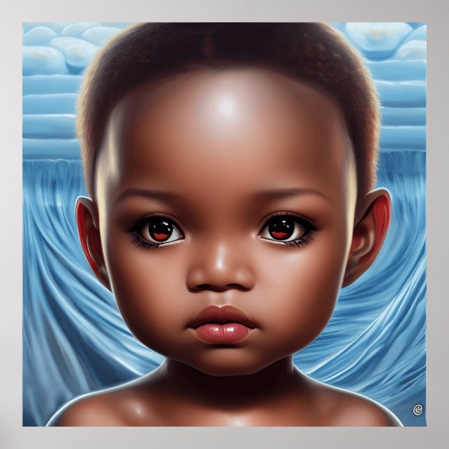 Póster Cuidados ojos grandes niño chica Niños Pequeños Ar (Frente)