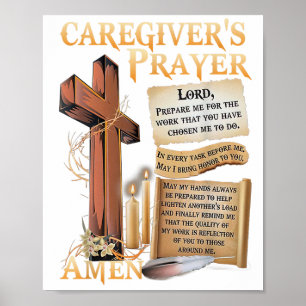 Póster Cuidados Oración Cruz Cristiana Fe Esperanza Amor