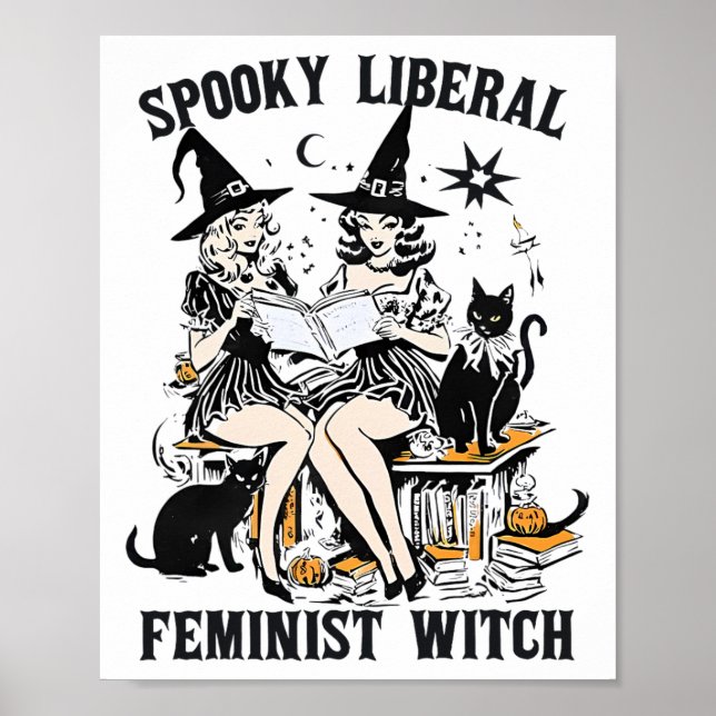 Póster Cuidadosa biblioteca de Halloween femenina liberal (Frente)