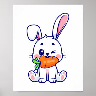 Póster Cuidadoso conejito cara Floral Glasses Headband Ha