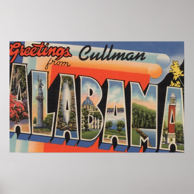 Póster Cullman, Alabama - Escenas de letras grandes (Frente)
