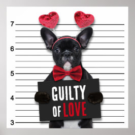Póster Culpable Amor Mugshot Perro Divertido El día de Sa