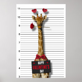Póster Culpable Mugshot Giraffe Gracioso Feliz Día de San