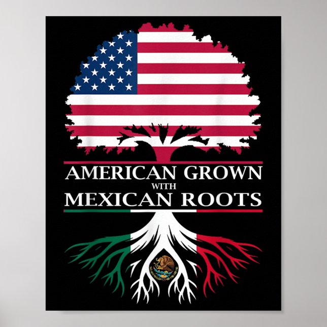 Póster Cultivado en Estados Unidos con raíces mexicanas (Frente)
