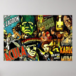 Póster Culto de horror monstruos universales películas má