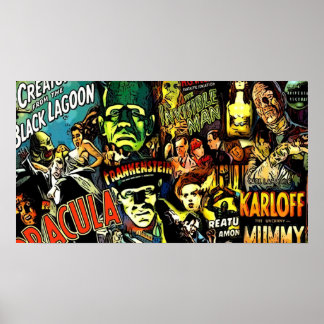 Póster Culto de horror monstruos universales películas má