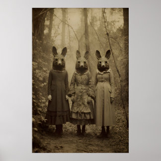 Póster Culto del conejo del bosque, fotografía vintage