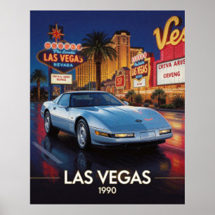 Póster Cultura de la carretera neon de Las Vegas 1990 Nev