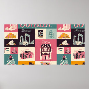 Póster Cultura y color nacional de Jordania. Colección o