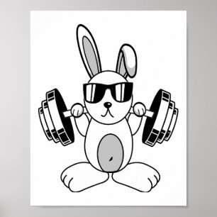 Póster Culturismo Powerlifting Fitness Gimnasio Conejo -