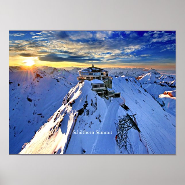 Póster Cumbre de Schilthorn (etiquetado) (Frente)