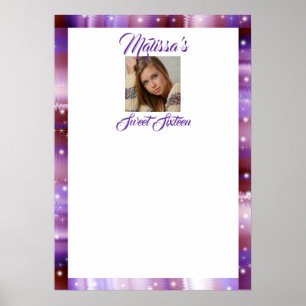 Póster Cumple Dulces Dieciséis, Seda Púrpura, Foto Person