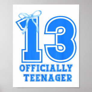 Póster Cumpleañera Azul Coqueta Lazo 13 Años 13º 