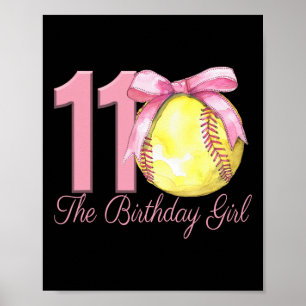 Póster Cumpleañera de 11 años Softll Team Coquette Lazo R