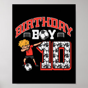 Póster Cumpleañero 10 Fútbol Dab Fiesta de Cumpleaños 10