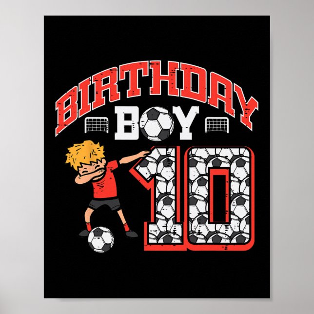 Póster Cumpleañero 10 Fútbol Dab Fiesta de Cumpleaños 10  (Frente)