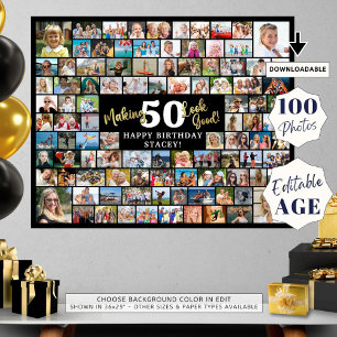 Póster Cumpleaños 100 Fotos Haciendo que la EDAD se Vea B
