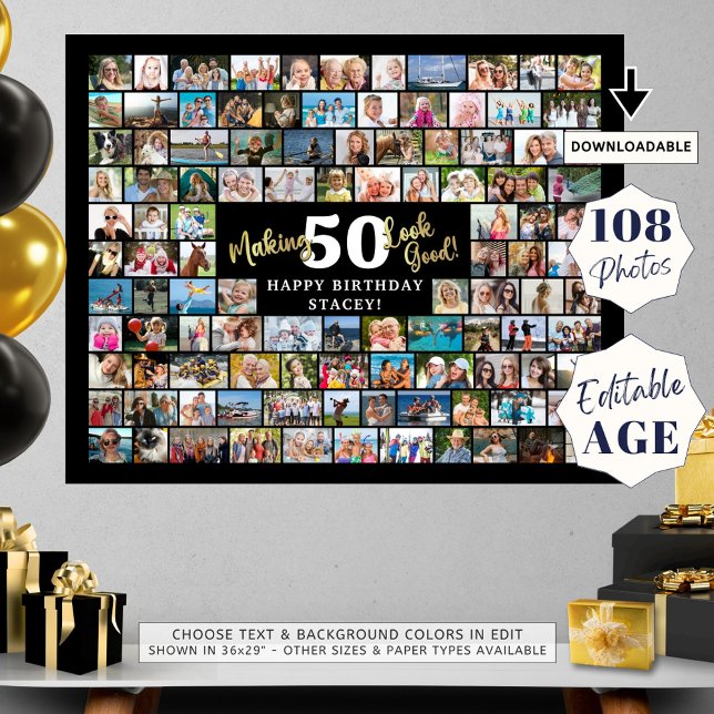 Póster Cumpleaños 108 Collage de fotos que hace que la ed (Subido por el creador)
