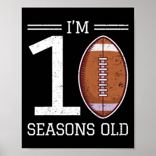 Póster Cumpleaños 10 años Fútbol Americano Niño 10 A